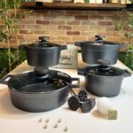 سرویس قابلمه 8 پارچه یونیک چدن گرانیتی قالب آلمانی مدل دیاموند