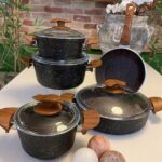 سرویس قابلمه 9 پارچه اویز رنگ مشکی کیفیت فوق العاده *