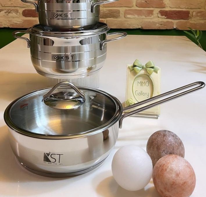 mini_اقتصادی ترین سرویس قابلمه استیل با کیفیت عالی همراه با...گیع...دم با اطمینان کامل این کارو به شما خوبان پیشنهاد میکنماستیل سلامت ماهیتابه استیل تکدسته دربدار برندKST