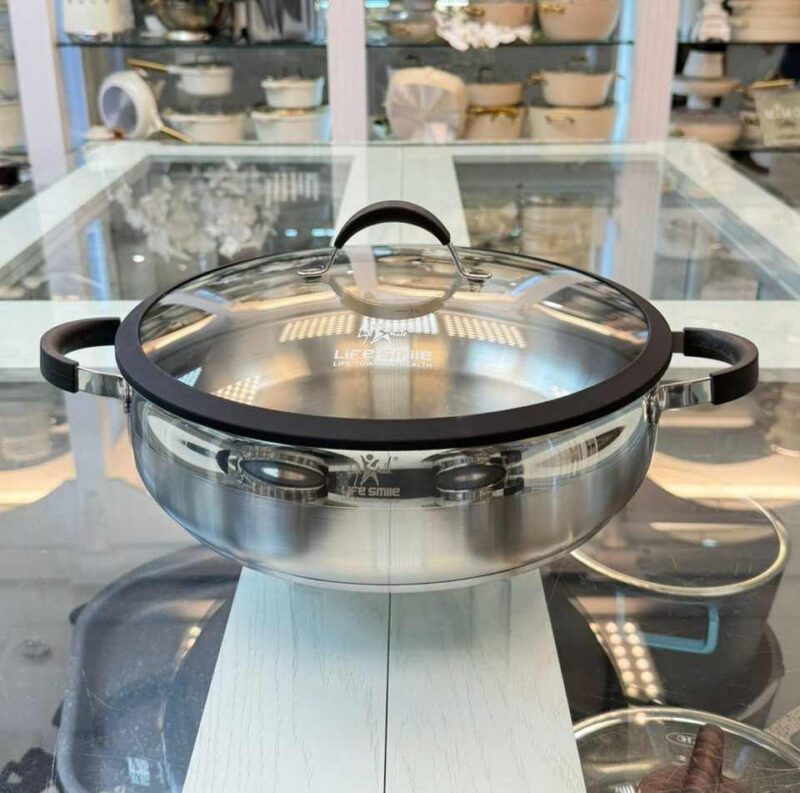 تابه دو دسته استیل برند لایف اسمایل درب سیلیکونی کد LIFEP22SHR-6-3 (وارداتی) - تصویر 6