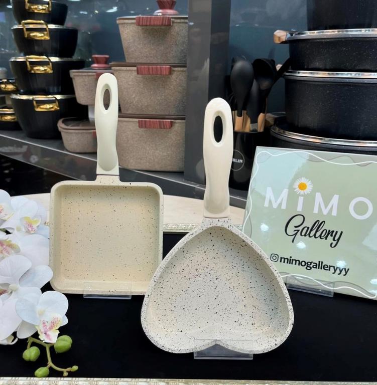 تابه پنکیک کوچک عروس چدن گرانیت مدل قلبی و مربعی - تصویر 1