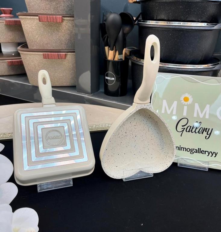 تابه پنکیک کوچک عروس چدن گرانیت مدل قلبی و مربعی - تصویر 2