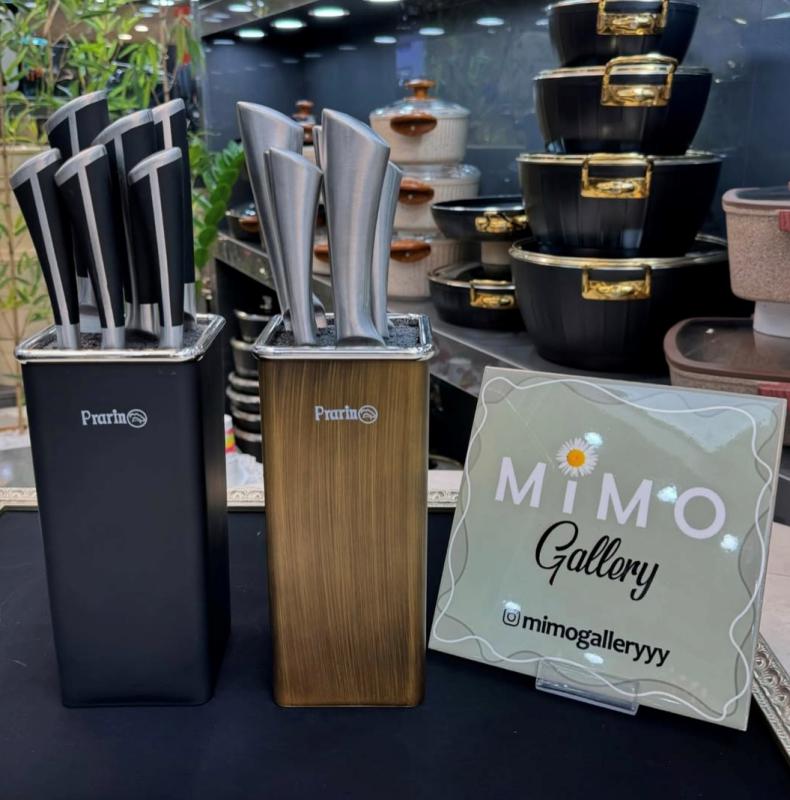 سرویس کارد و ساطور 7 پارچه پرارین استند مستطیلی - تصویر 1