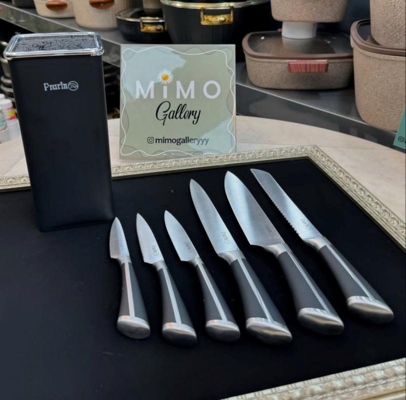 سرویس کارد و ساطور 7 پارچه پرارین استند مستطیلی - تصویر 2