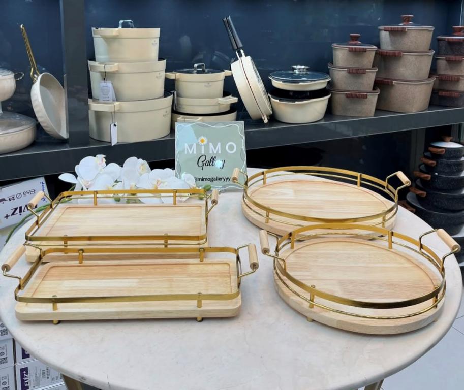 سینی چوبی شیک در دو طرح مستطیلی و گرد - تصویر 1