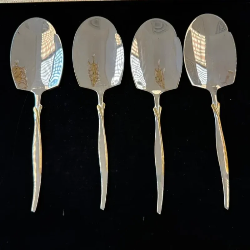 سرویس قاشق چنگال ۱۴۳ پارچه طلایی از برند SG کد249 - تصویر 13