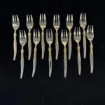 سرویس قاشق چنگال ۱۴۳ پارچه طلایی از برند SG کد249 - تصویر 5