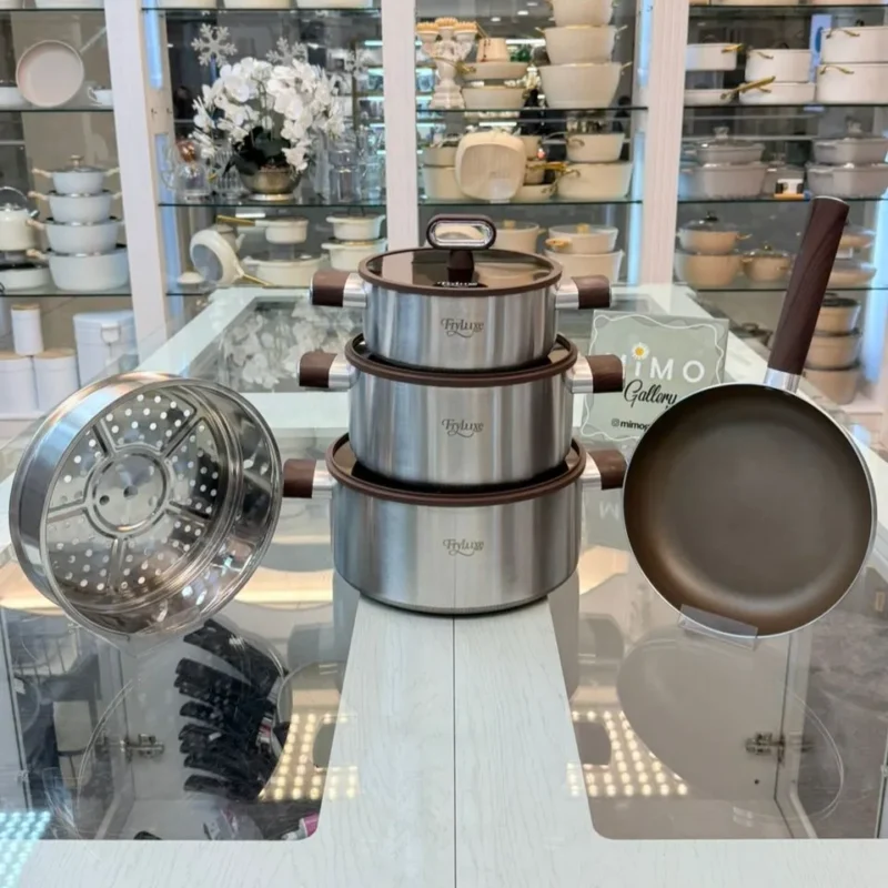 سرویس قابلمه استیل 10 پارچه برند فرای لوکس fryluxe - تصویر 6