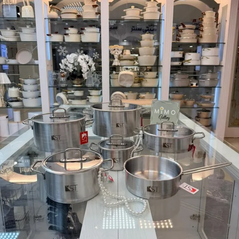 سرویس قابلمه استیل 11 پارچه برند kst مدل 7010 مات ب