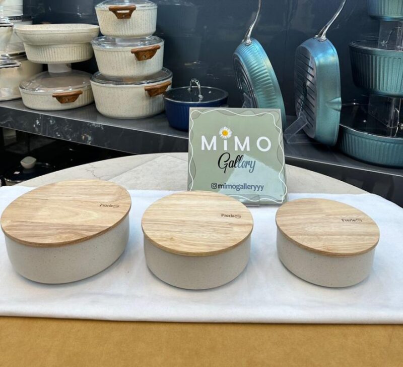 ظرف نگهدارنده غذا چدن گرانیت با درب چوبی برند پرارین - تصویر 24