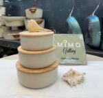 ظرف نگهدارنده غذا چدن گرانیت با درب چوبی برند پرارین