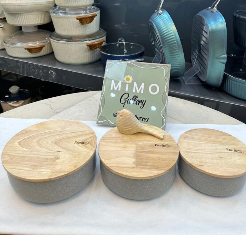 ظرف نگهدارنده غذا چدن گرانیت با درب چوبی برند پرارین - تصویر 20