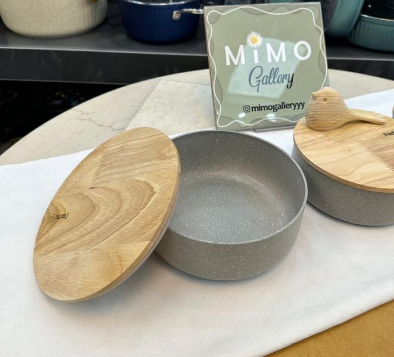 ظرف نگهدارنده غذا چدن گرانیت با درب چوبی برند پرارین - تصویر 19