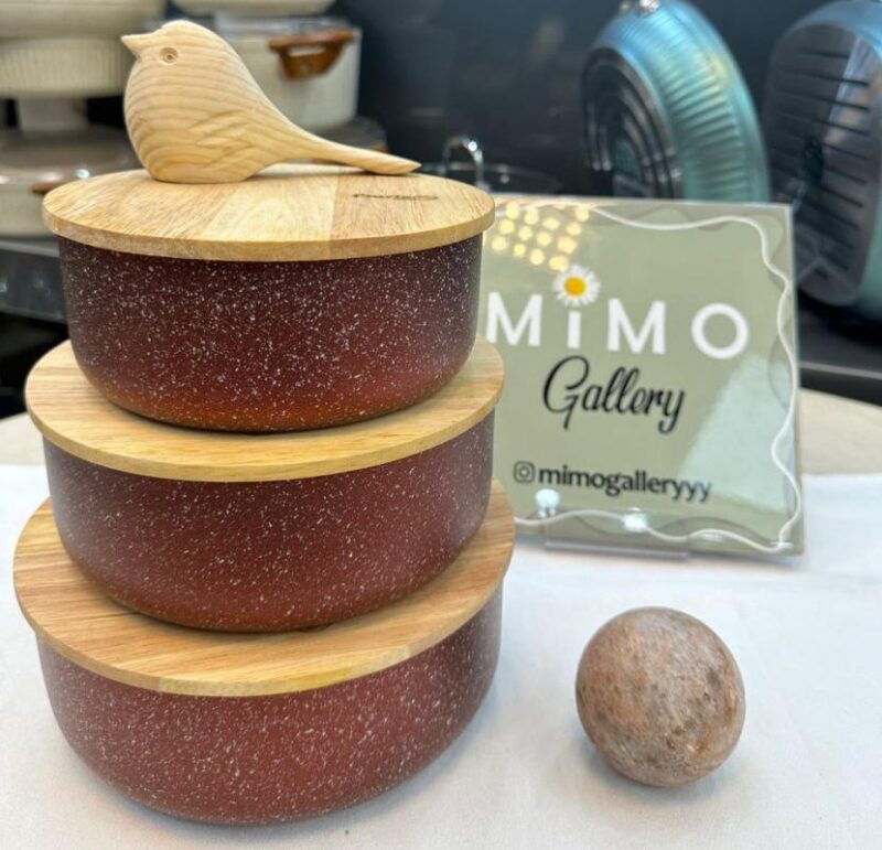 ظرف نگهدارنده غذا چدن گرانیت با درب چوبی برند پرارین - تصویر 16