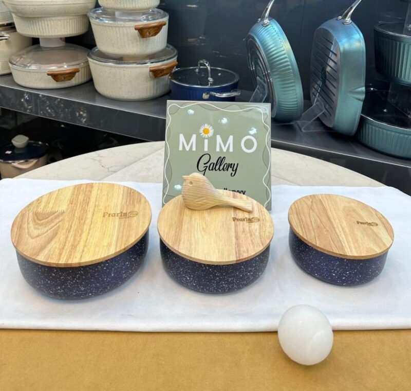 ظرف نگهدارنده غذا چدن گرانیت با درب چوبی برند پرارین - تصویر 25