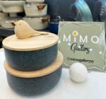 ظرف نگهدارنده غذا چدن گرانیت با درب چوبی برند پرارین - تصویر 29