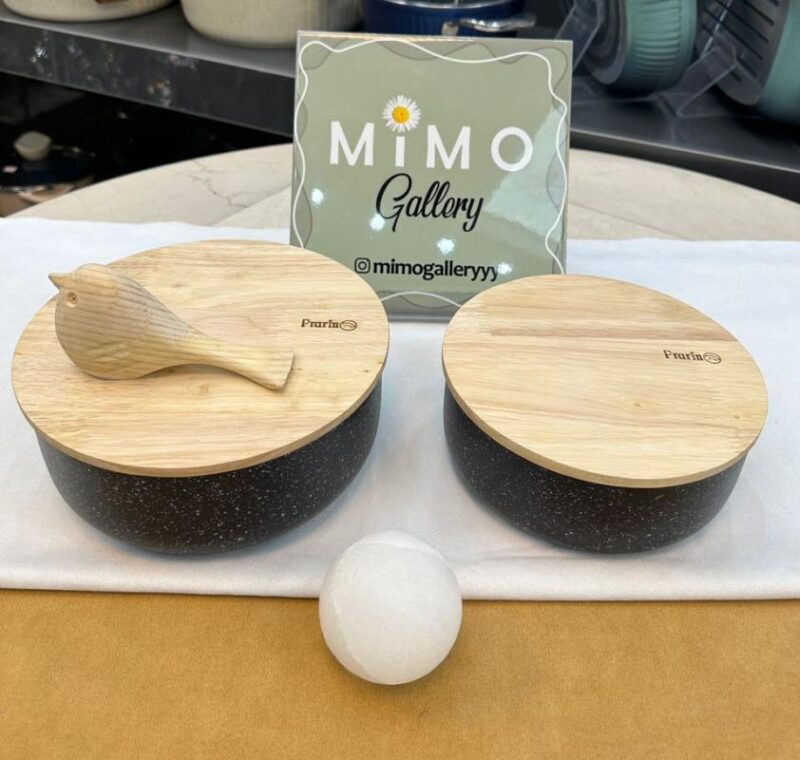 ظرف نگهدارنده غذا چدن گرانیت با درب چوبی برند پرارین - تصویر 28